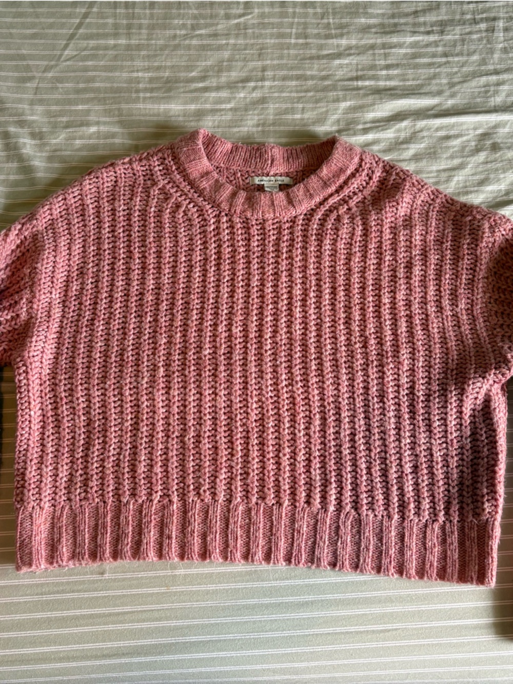 American Eagle Outfitters Pink Knit Crewneck Sweater